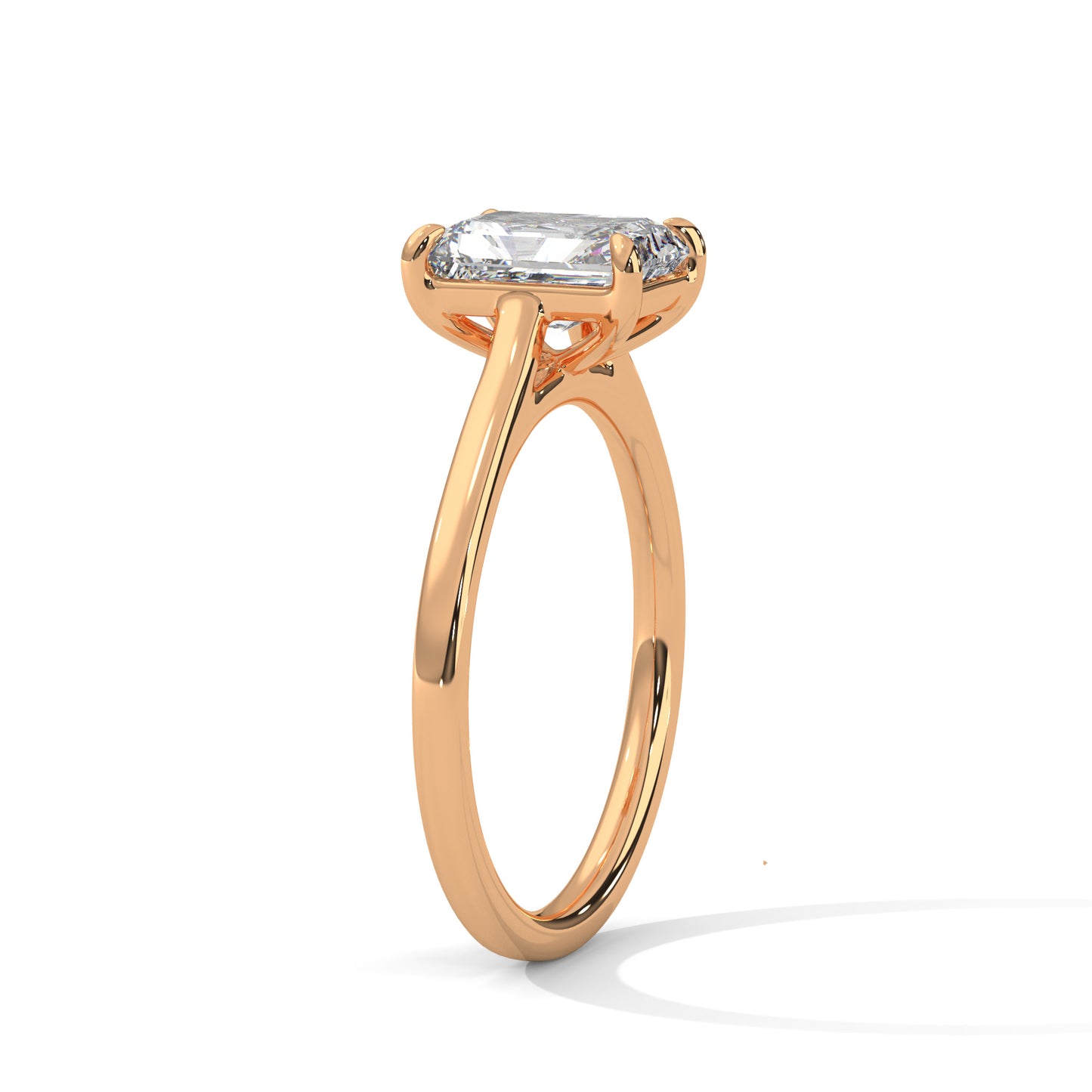 Emerald Cut Moissanite Solitaire Engagement Ring in 14K Yellow Gold