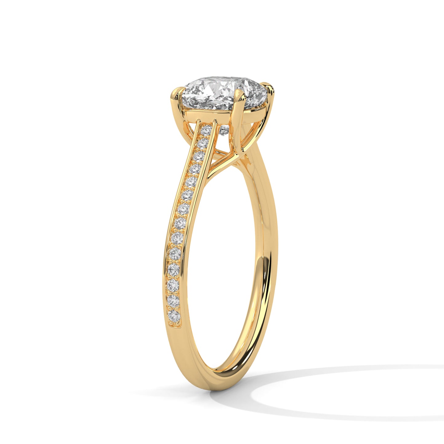 Cushion Cut Moissanite Engagement Ring – Rose Gold Pave Band, Elegant Bridal Jewelry