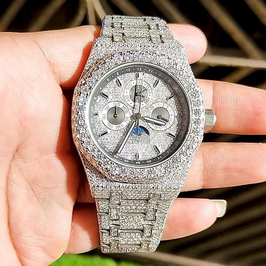 Audemars Piguet Fully Iced Out AP Moissanite Diamond Watch – Luxury Men’s Timepiece