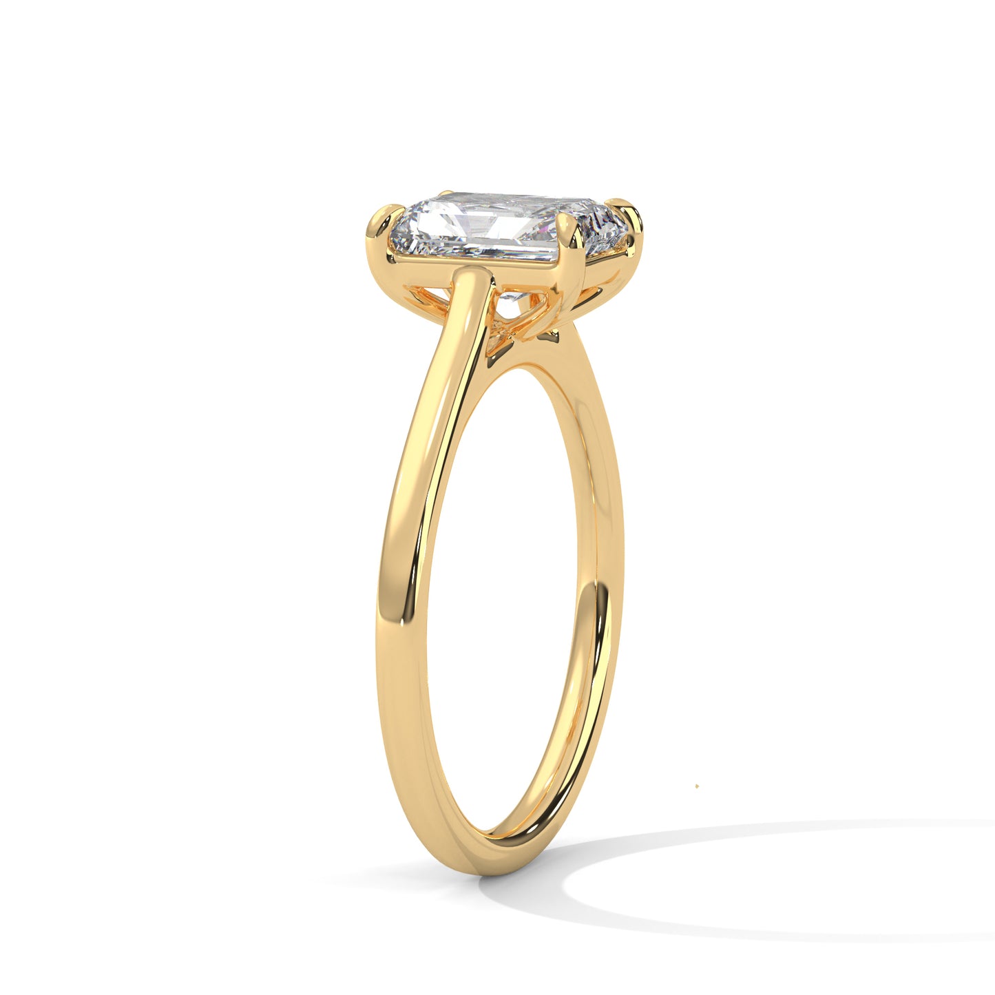 Emerald Cut Moissanite Solitaire Engagement Ring in 14K Yellow Gold