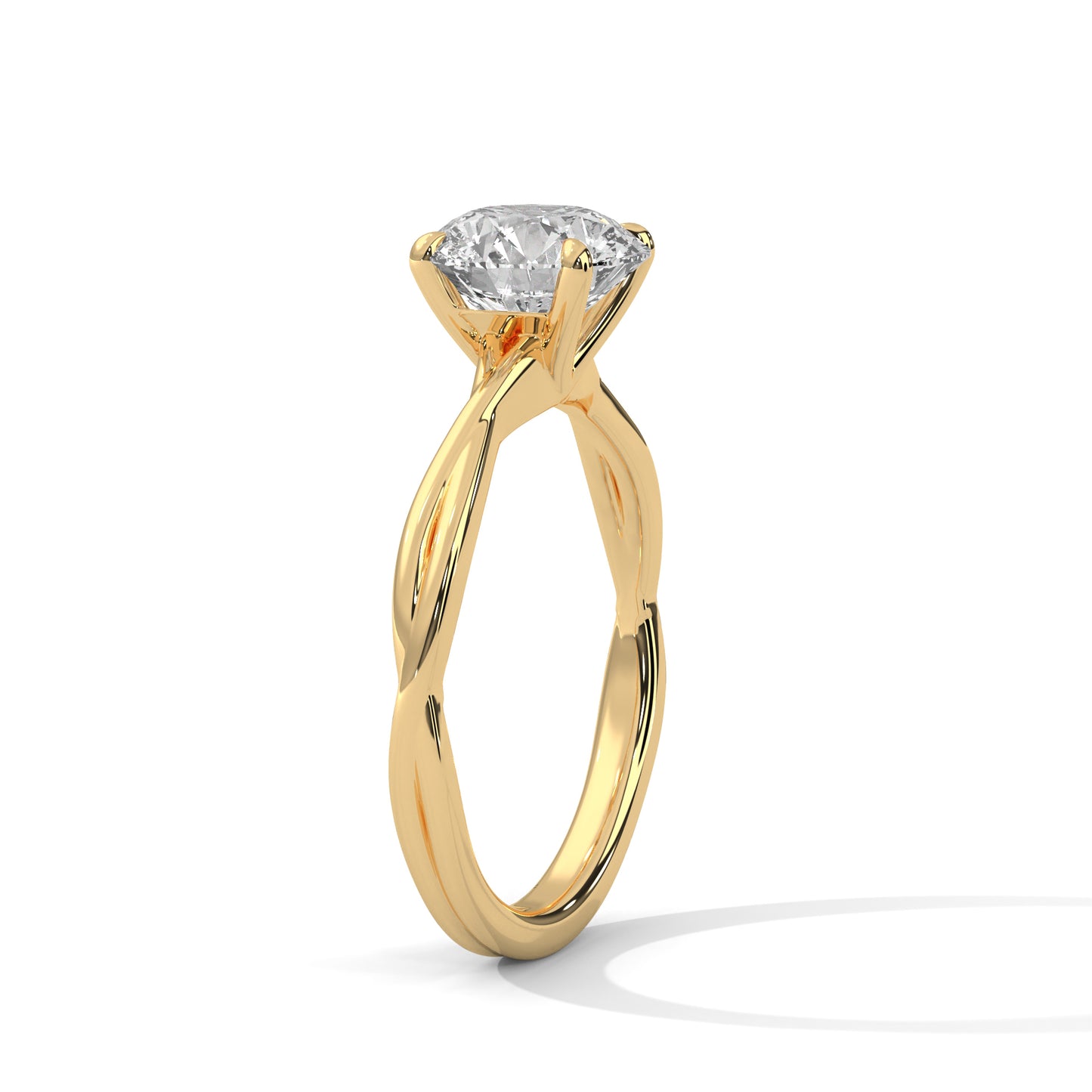 Round Cut Moissanite Engagement Ring – Rose Gold Solitaire Twisted Band Bridal Ring