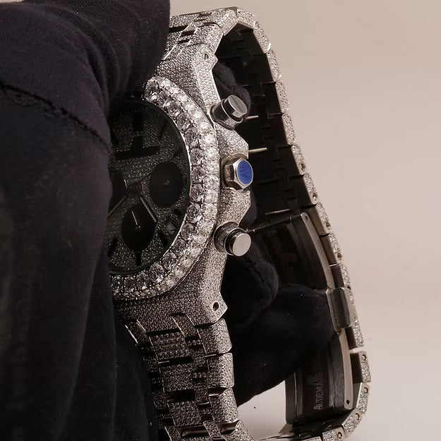 Audemars Piguet Arabic Dial Fully Iced Out Moissanite Diamond Watch – Luxury AP Timepiece for Men
