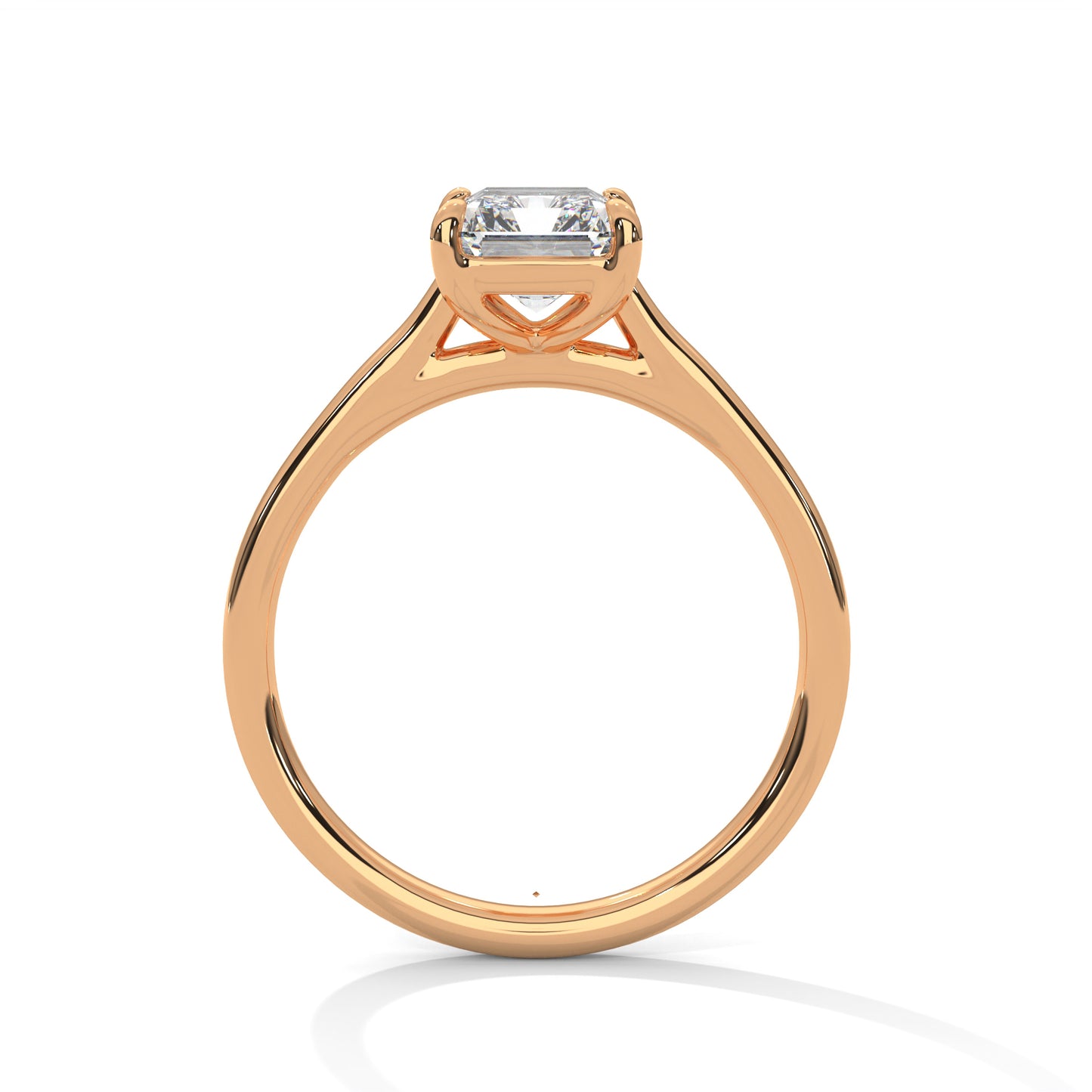 Emerald Cut Moissanite Solitaire Engagement Ring in 14K Yellow Gold