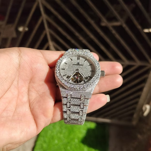 Fully Bust Down AP Watch – Moissanite Diamonds | Custom Iced Out Luxury Men's Timepiece