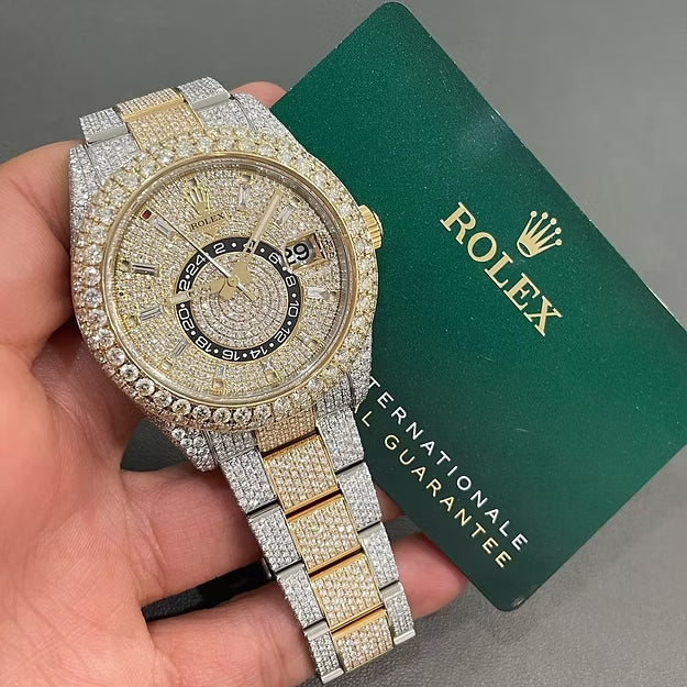 Rolex Sky-Dweller Moissanite Diamond Watch – Luxury Iced Out Men's Timepiece