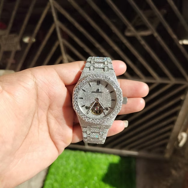 Fully Bust Down AP Watch – Moissanite Diamonds | Custom Iced Out Luxury Men's Timepiece