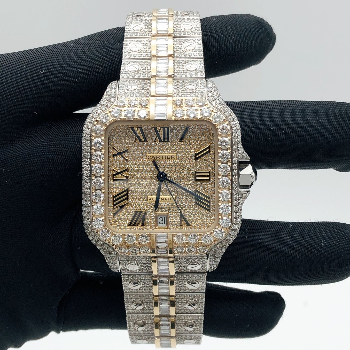 Baguette & Round Brilliant Diamond Watch | Real Diamonds & Moissanite | Luxury Timepiece