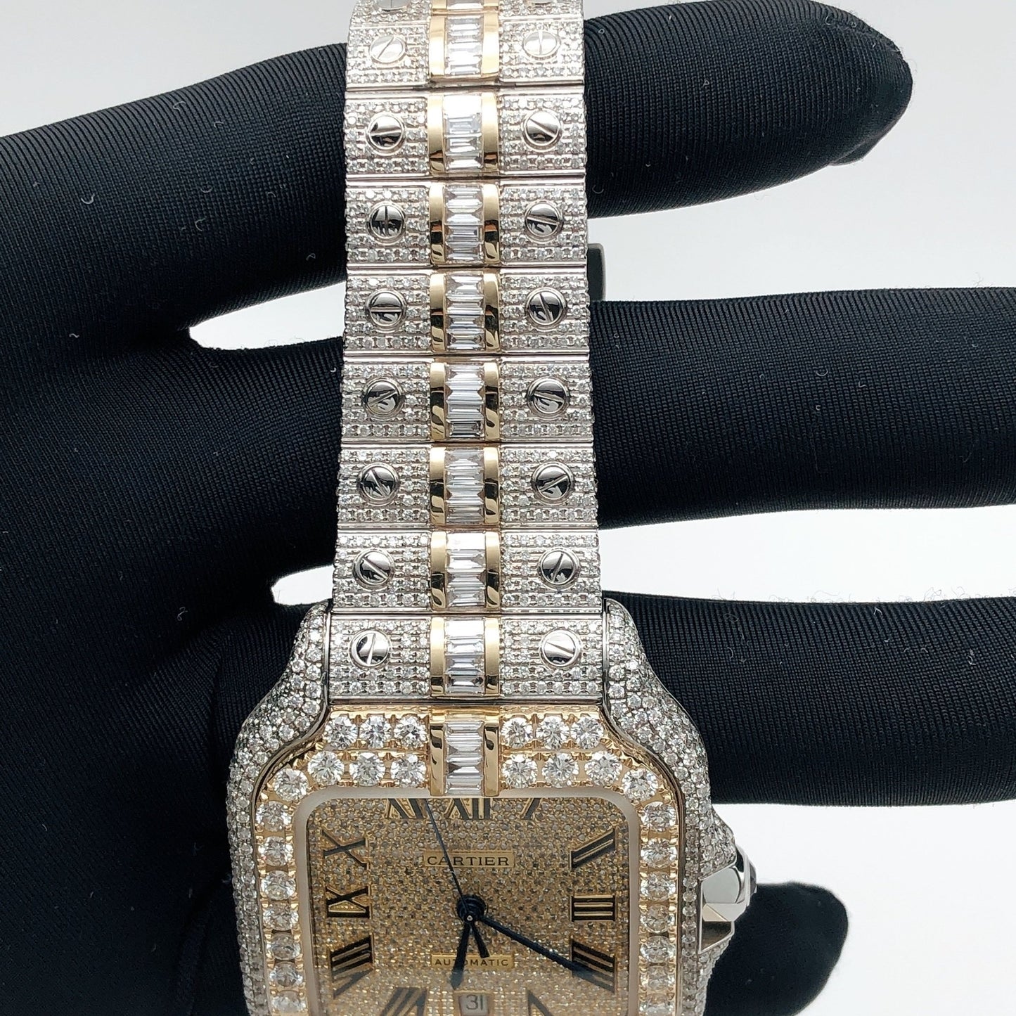 Baguette & Round Brilliant Diamond Watch | Real Diamonds & Moissanite | Luxury Timepiece