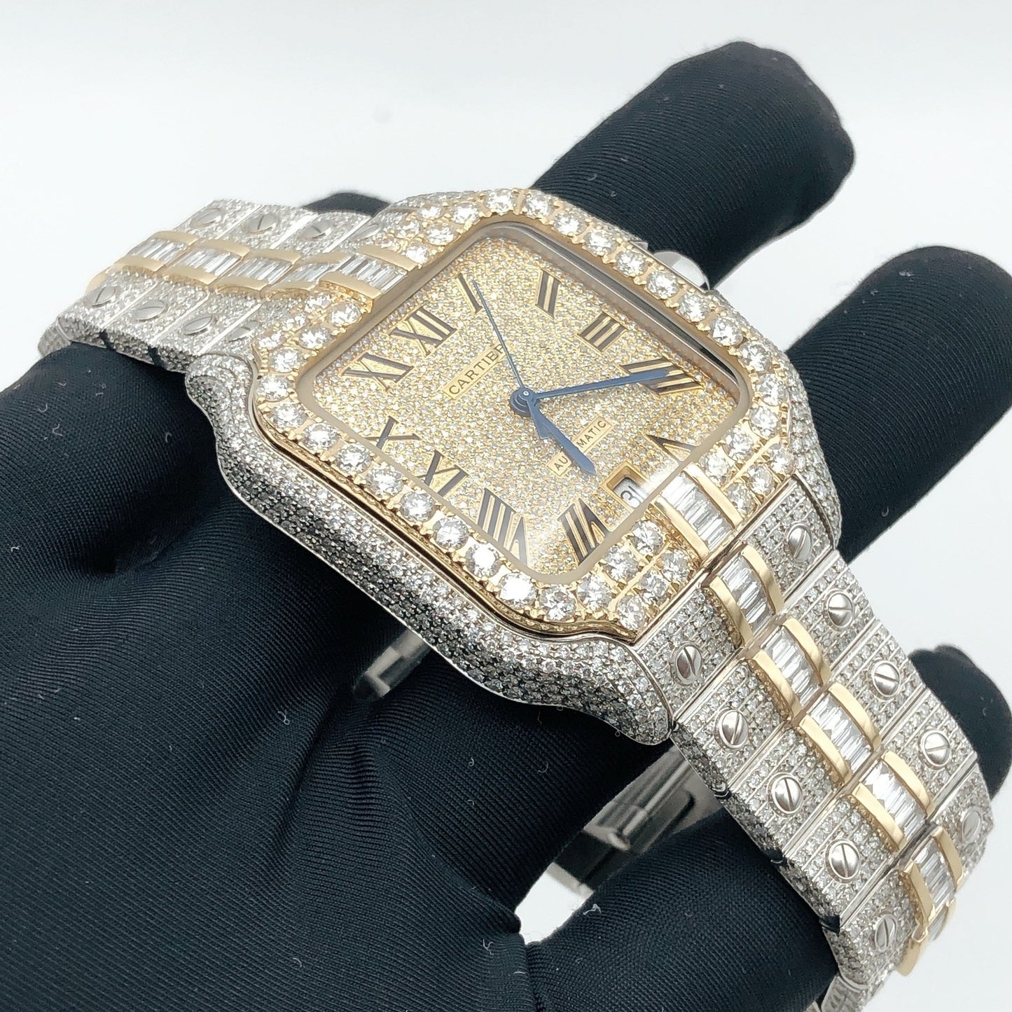 Baguette & Round Brilliant Diamond Watch | Real Diamonds & Moissanite | Luxury Timepiece