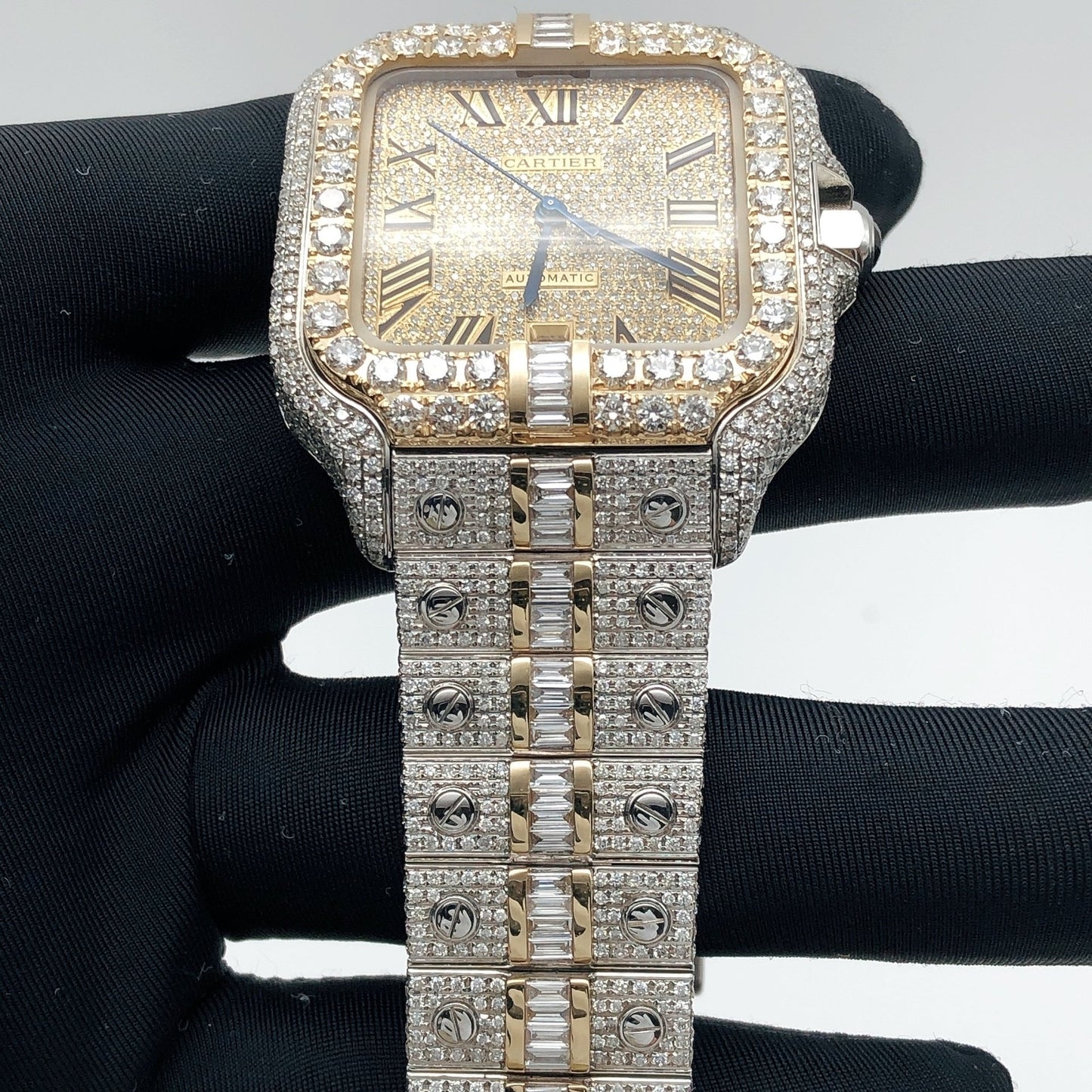 Baguette & Round Brilliant Diamond Watch | Real Diamonds & Moissanite | Luxury Timepiece