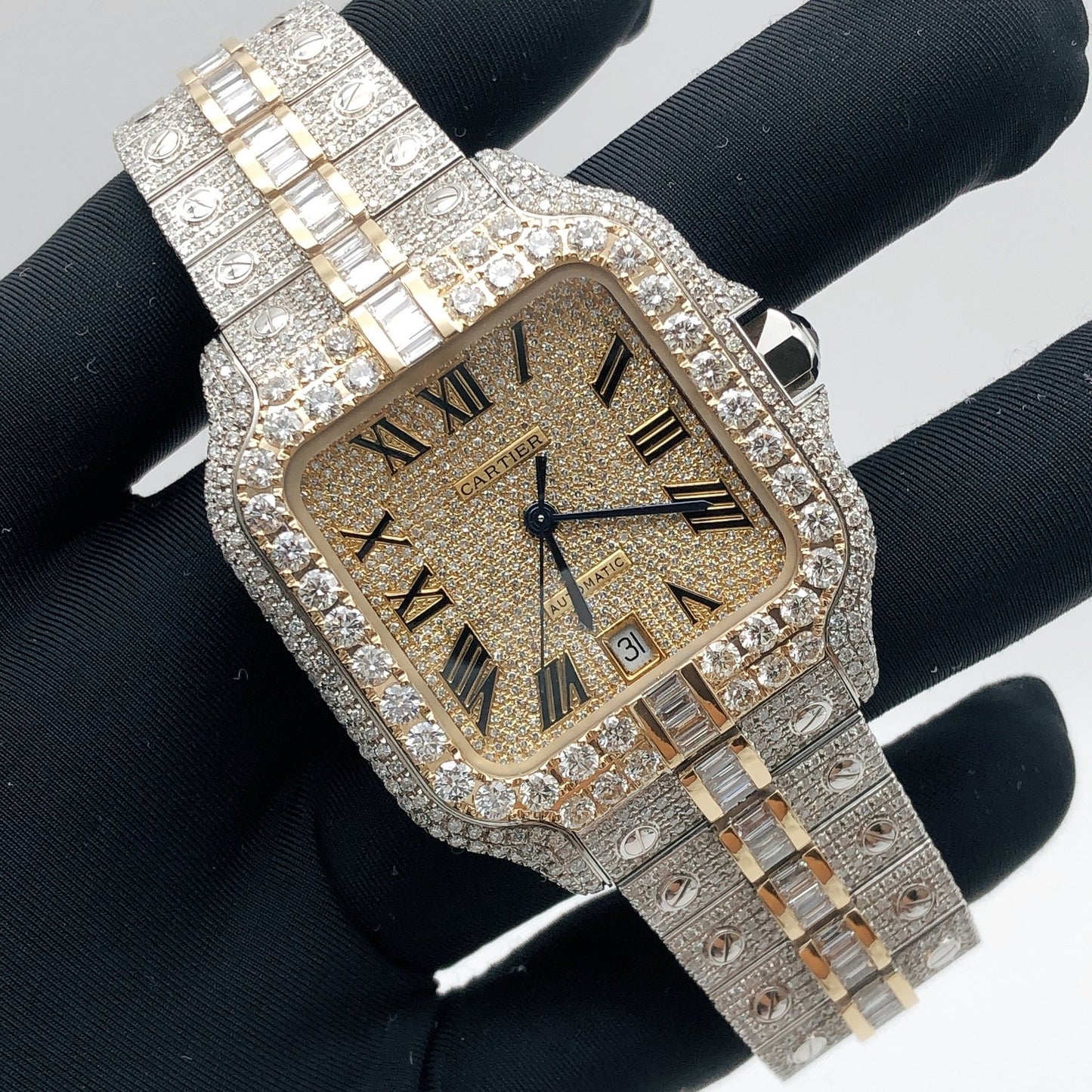 Baguette & Round Brilliant Diamond Watch | Real Diamonds & Moissanite | Luxury Timepiece