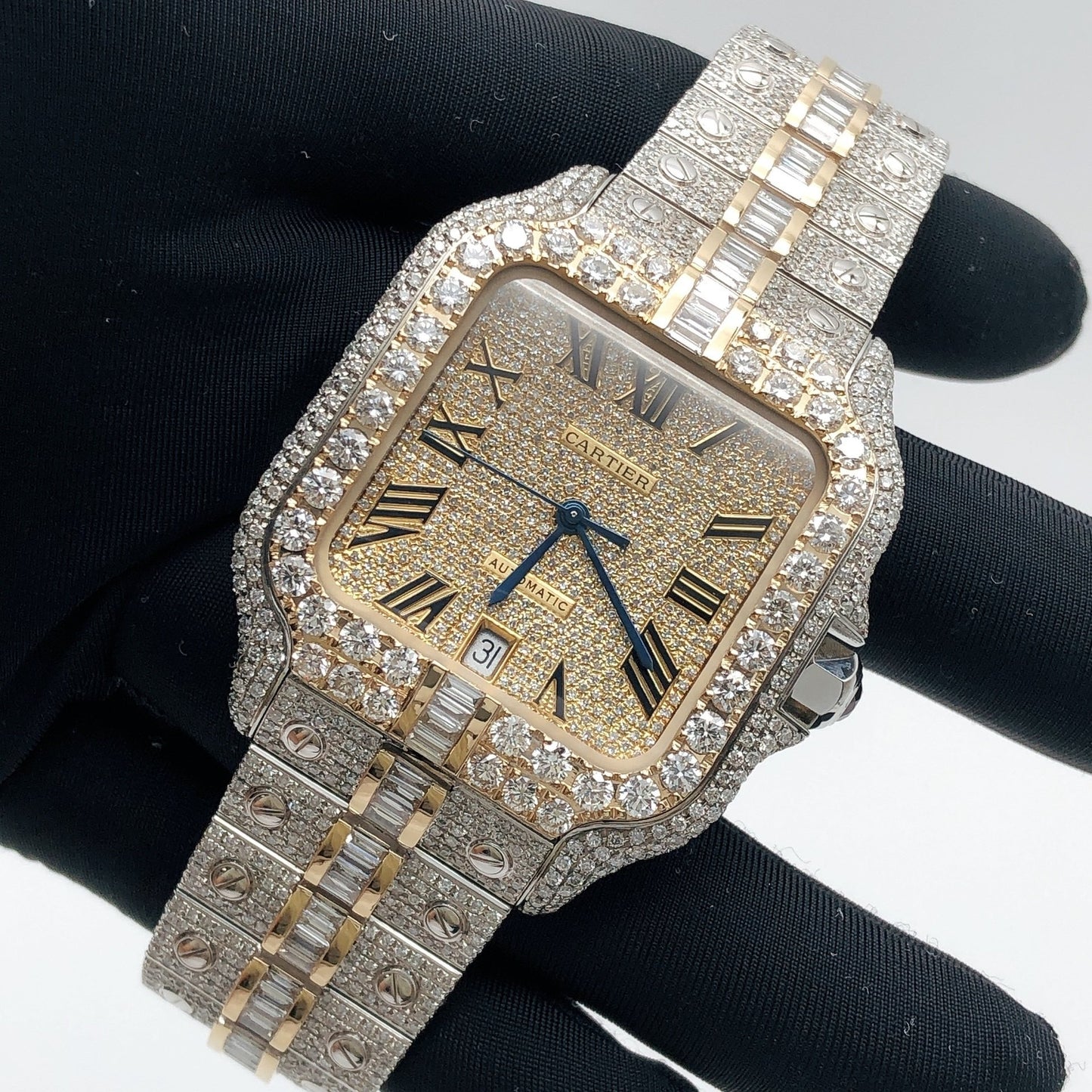 Baguette & Round Brilliant Diamond Watch | Real Diamonds & Moissanite | Luxury Timepiece