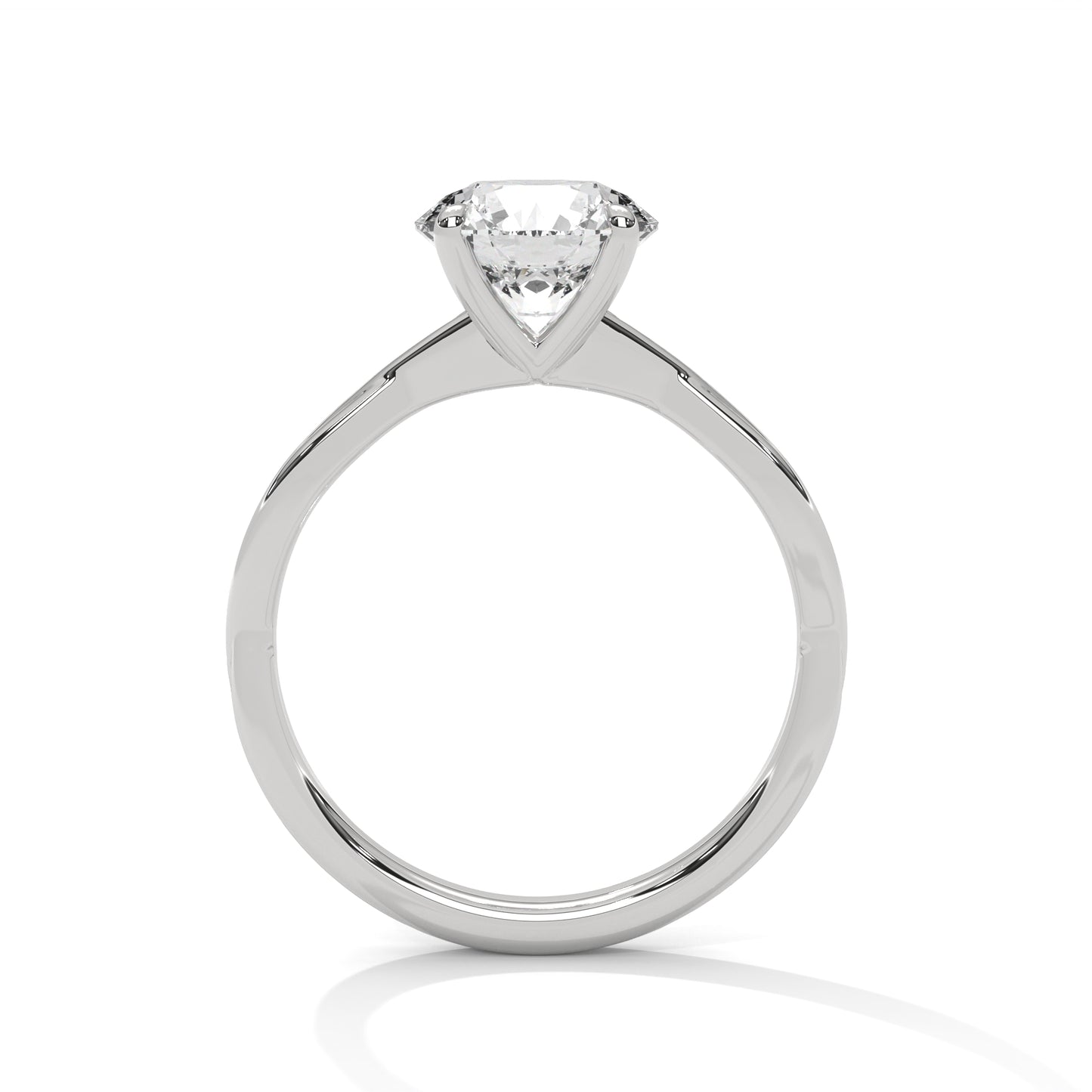 Round Cut Moissanite Engagement Ring – Rose Gold Solitaire Twisted Band Bridal Ring