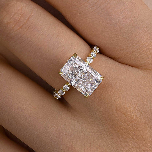 3..50 Ct chshion Cut Solitaire Engagement Ring for Women | Prong Set in Solid Gold & Sterling Silver