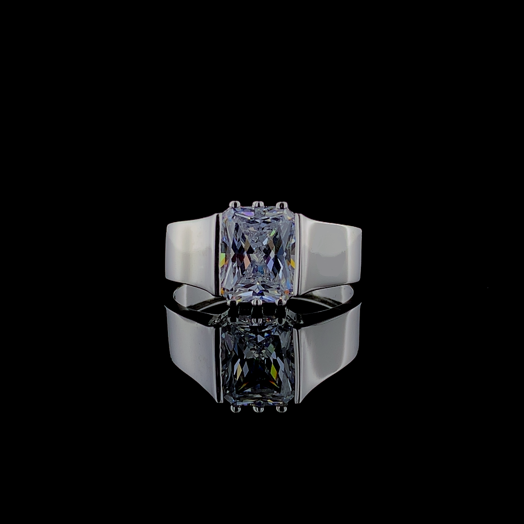 Men's Radiant Cut 3.50 Ct Solitaire Moissanite Ring | Prong Setting | Solid Gold & Silver | Perfect Gift for Her