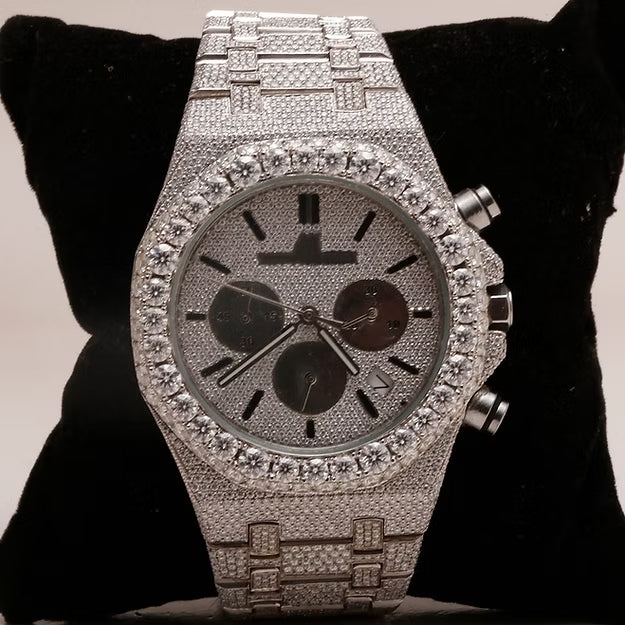 Audemars Piguet Arabic Dial Fully Iced Out Moissanite Diamond Watch – Luxury AP Timepiece for Men