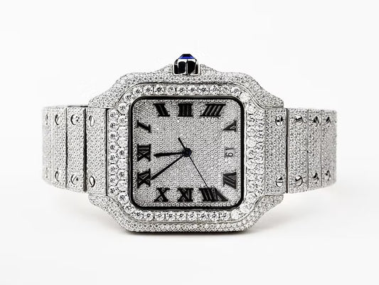 Luxurious Roman Dial Santos Watch – Elegant Stainless Steel Luxury Timepiece for Men & Women
