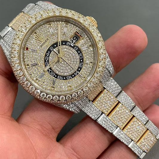 Rolex Sky-Dweller Moissanite Diamond Watch – Luxury Iced Out Men's Timepiece