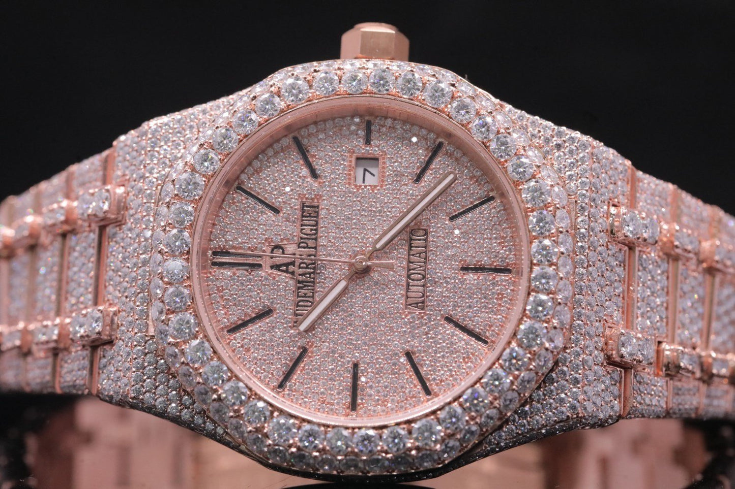 Luxury Men's Fully Automatic Diamond Watch | Elegant Moissanite Royal Design