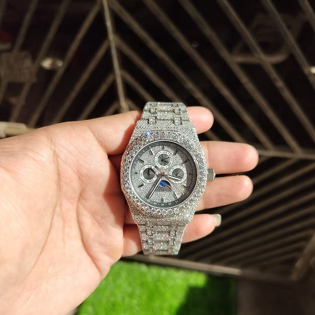 Audemars Piguet Fully Iced Out AP Moissanite Diamond Watch – Luxury Men’s Timepiece