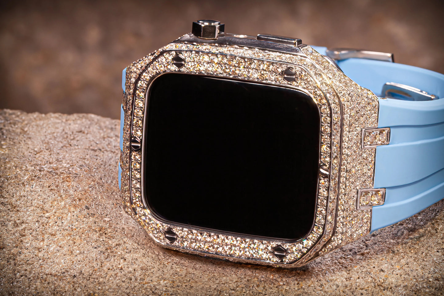 Moissanite Diamond Apple Watch Case 45mm – Luxury Handmade Bezel Cover for Series 7, 8, 9 | Gift for Him or Her