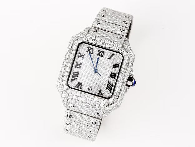 Luxurious Roman Dial Santos Watch – Elegant Stainless Steel Luxury Timepiece for Men & Women