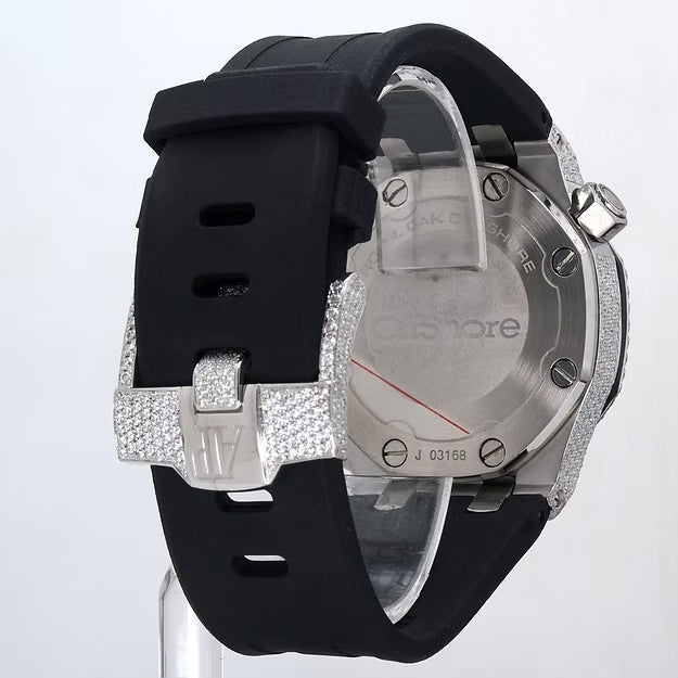 Luxury Black Rubber Strap Watch – Iced Out VVS Moissanite Diamond Automatic Mechanical Outdoor Timepiece for Men