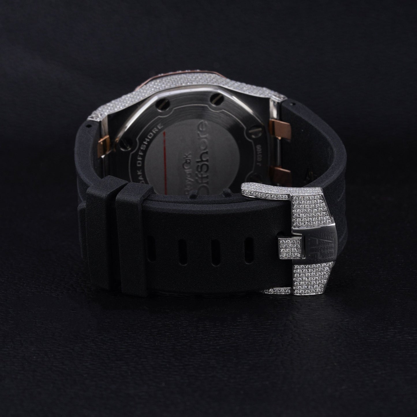 Audemars Piguet Custom Diamond Watch | Black Numeric Hour Dial & Black Rubber Strap