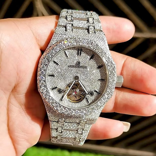 Fully Bust Down AP Watch – Moissanite Diamonds | Custom Iced Out Luxury Men's Timepiece