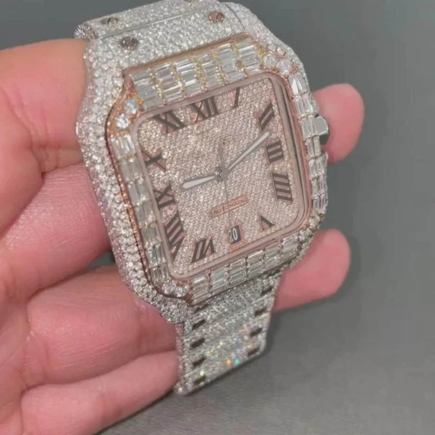 Luxury Moissanite Diamond Watch | Dual Tone Iced Out Hip Hop Buss Down | Moissanite & Iced Out Watches