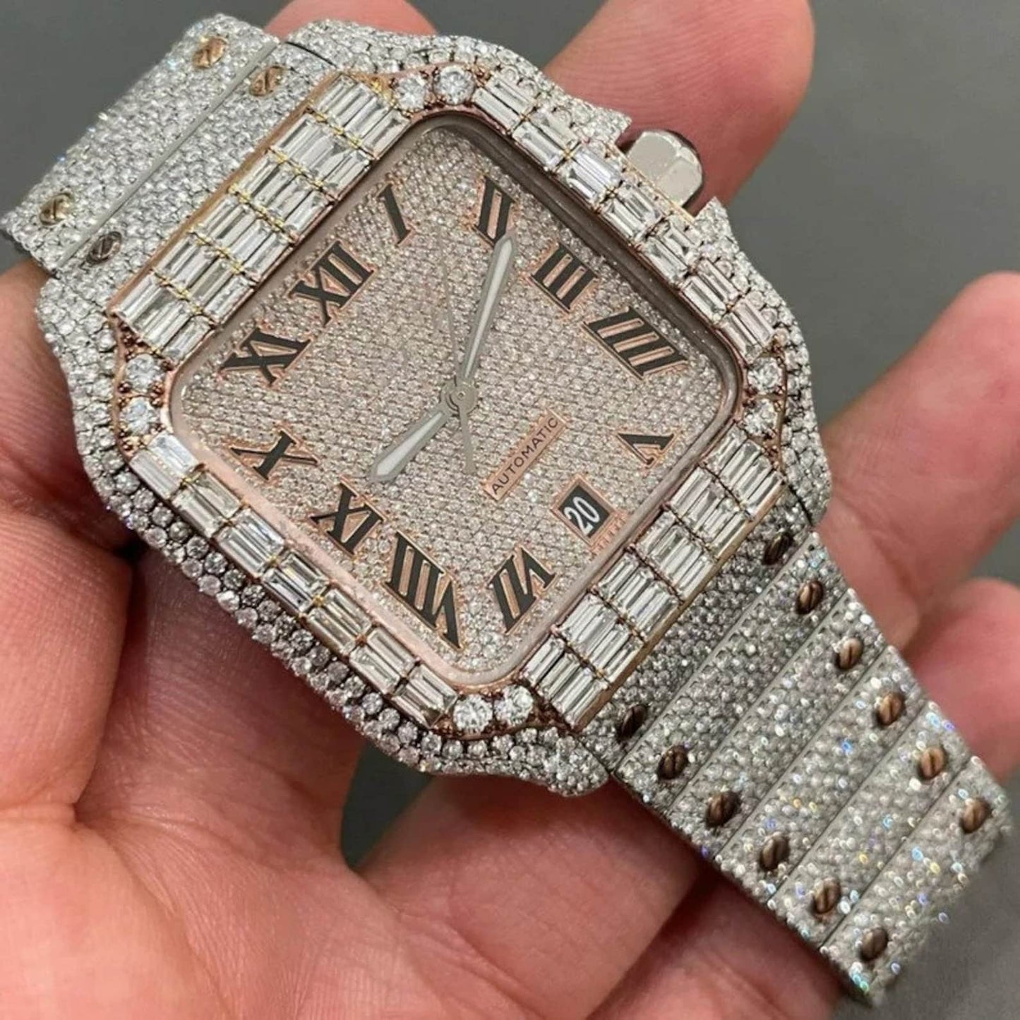 Luxury Moissanite Diamond Watch | Dual Tone Iced Out Hip Hop Buss Down | Moissanite & Iced Out Watches