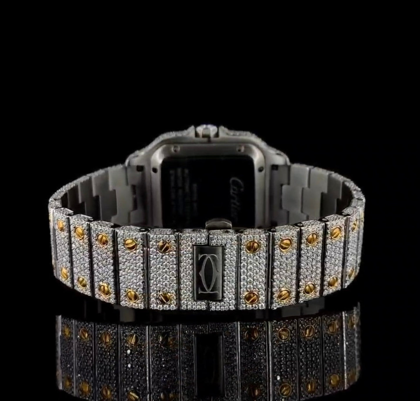 Iced Out Moissanite Cartier Watch | Japanese Movement & VVS Diamonds