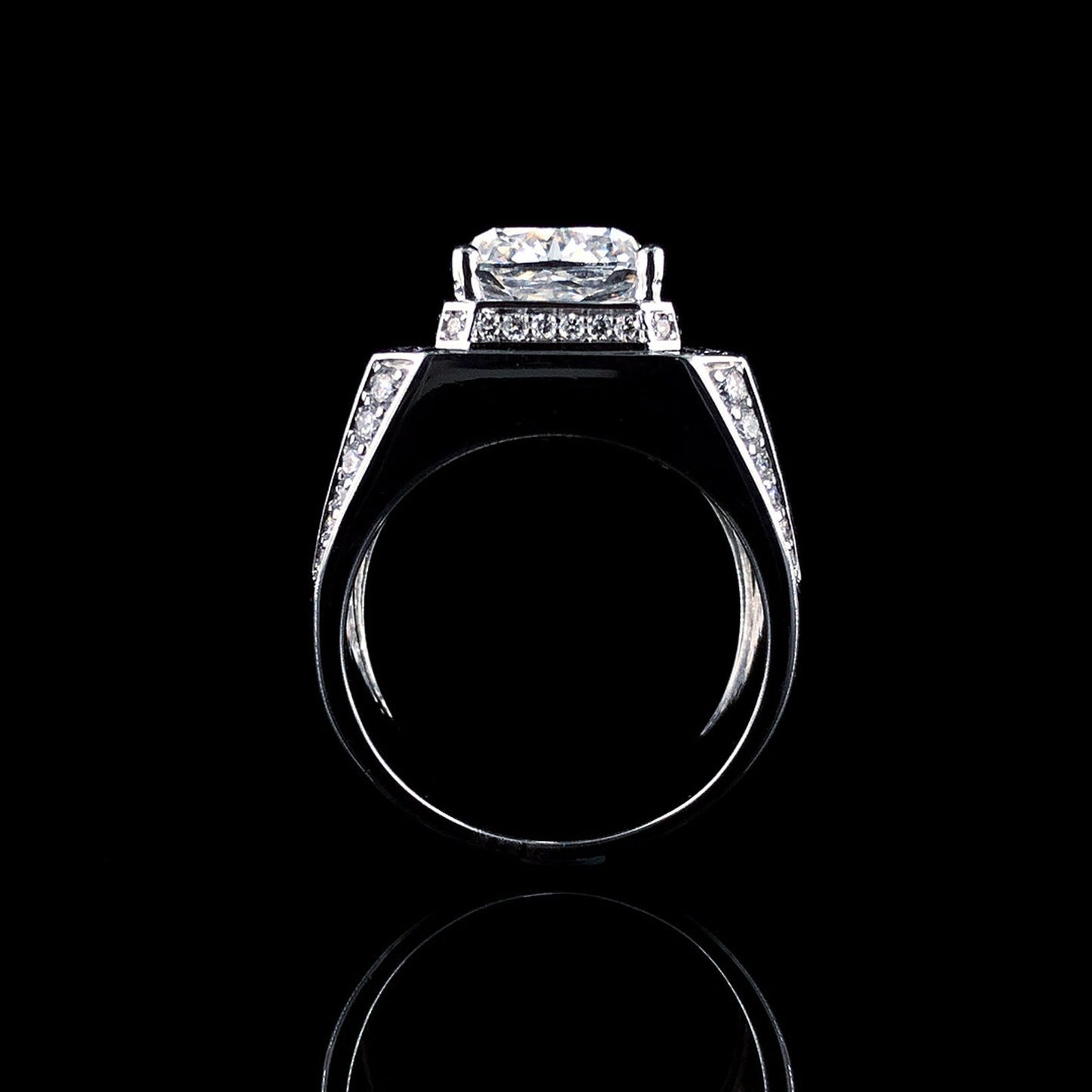 Men's Luxury 3.50 Ct Round Cut Ring | Prong Setting | Solid Gold & Sterling Silver