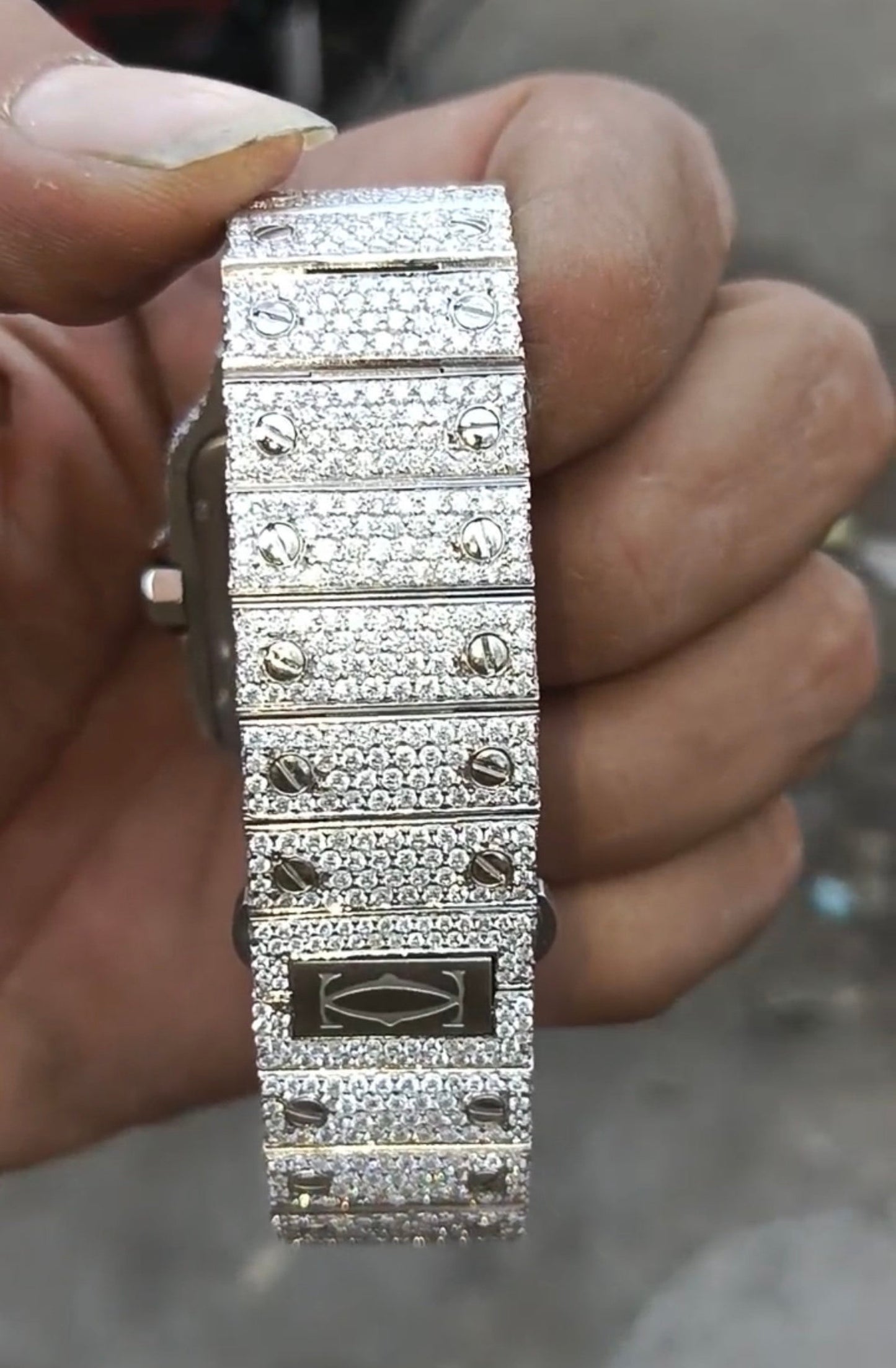 Iced Out Moissanite Cartier Watch | Japanese Movement & VVS Diamonds