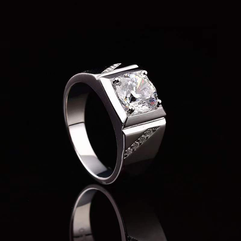 Men's 3.0 Ct Round Cut Solitaire Engagement Ring | Prong Setting | 18K Gold & Sterling Silver