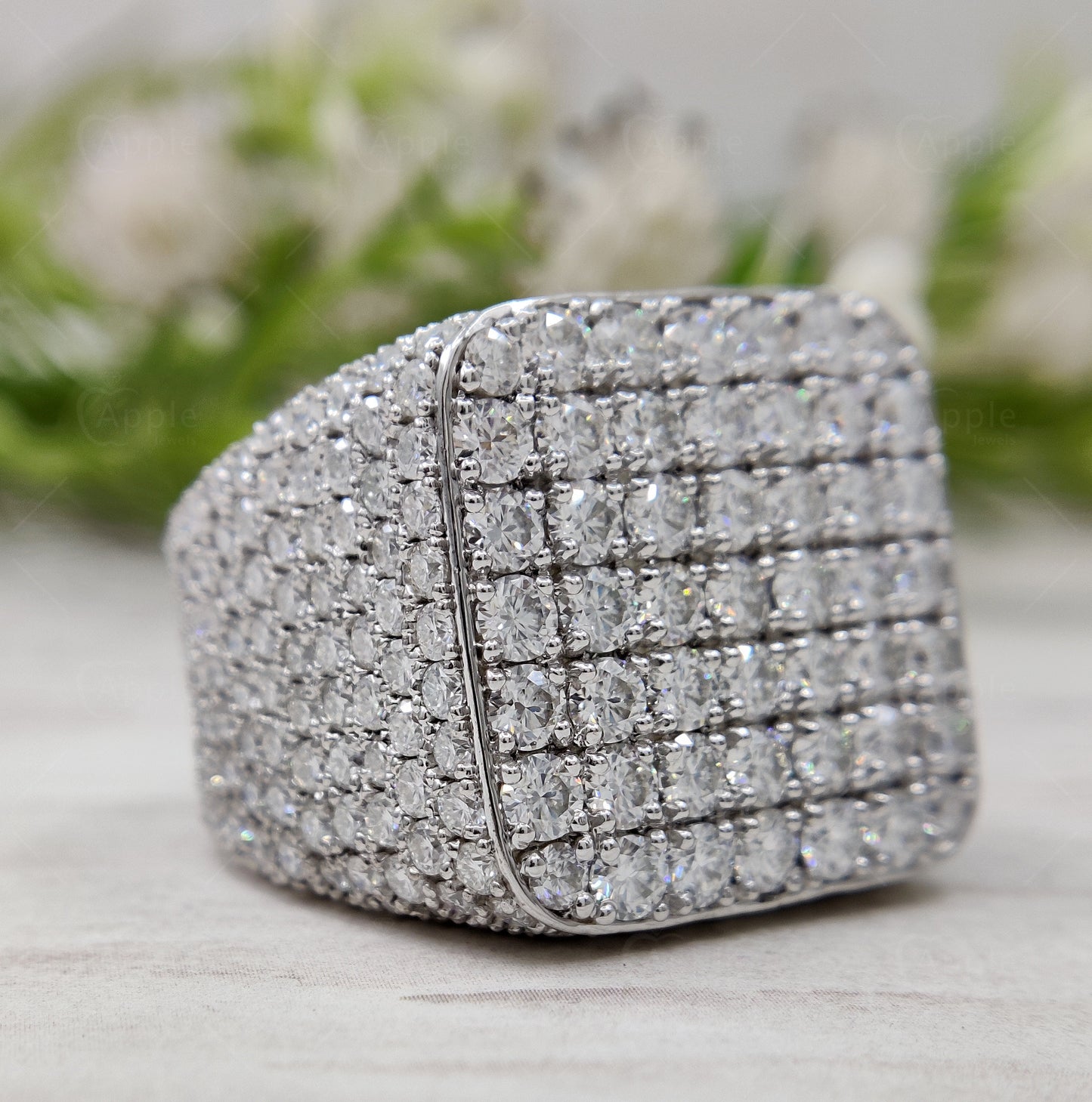 Exquisite Moissanite Diamond Men's Ring with 925 Silver Cluster Setting | Sophisticated Elegance and Timeless Style