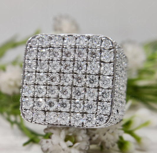 Exquisite Moissanite Diamond Men's Ring with 925 Silver Cluster Setting | Sophisticated Elegance and Timeless Style