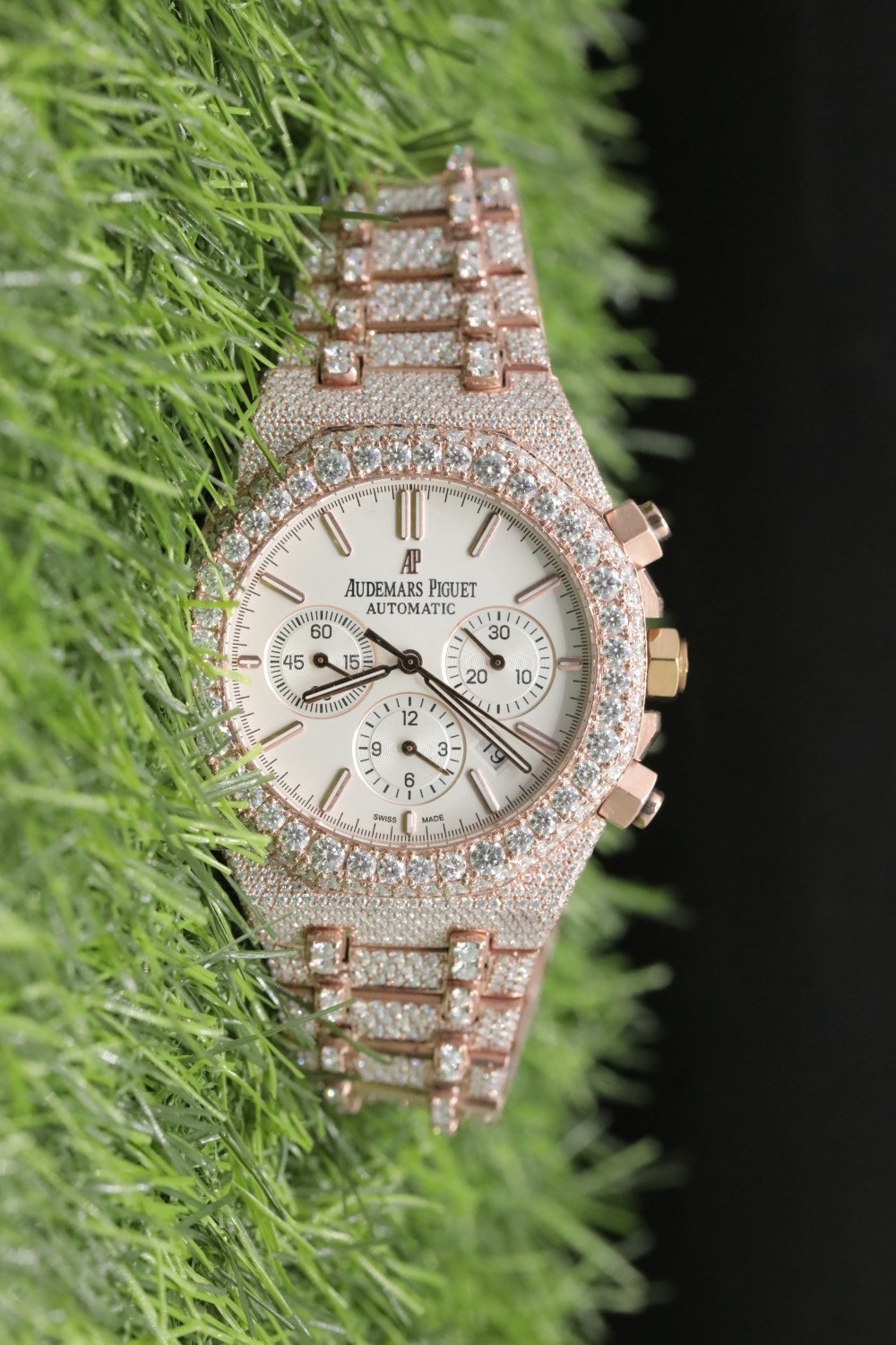 Luxury Moissanite Diamond Watch | AP Audemars Piguet Style | Dual Tone Iced Out | Handmade High-Quality