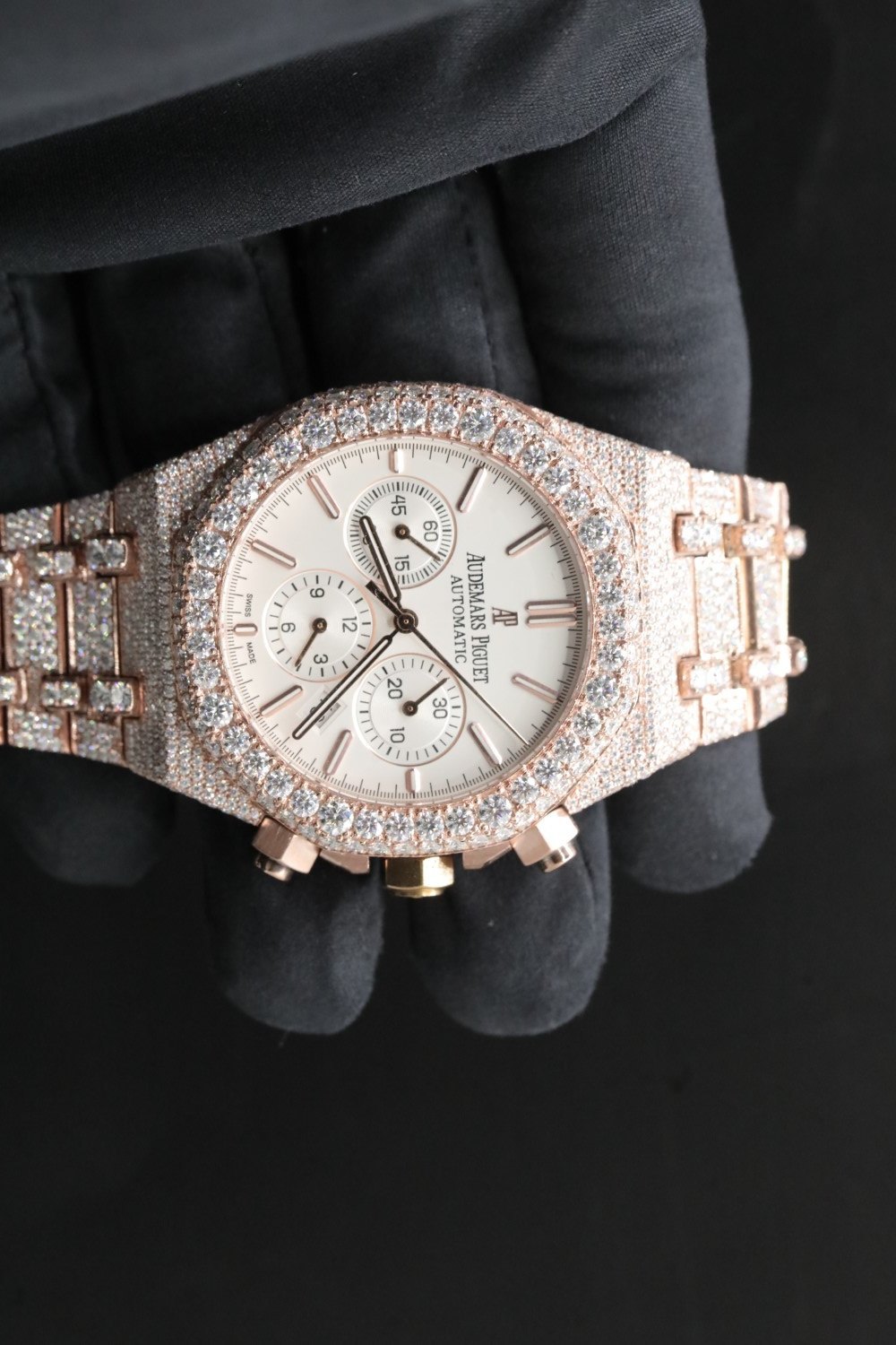 Luxury Moissanite Diamond Watch | AP Audemars Piguet Style | Dual Tone Iced Out | Handmade High-Quality