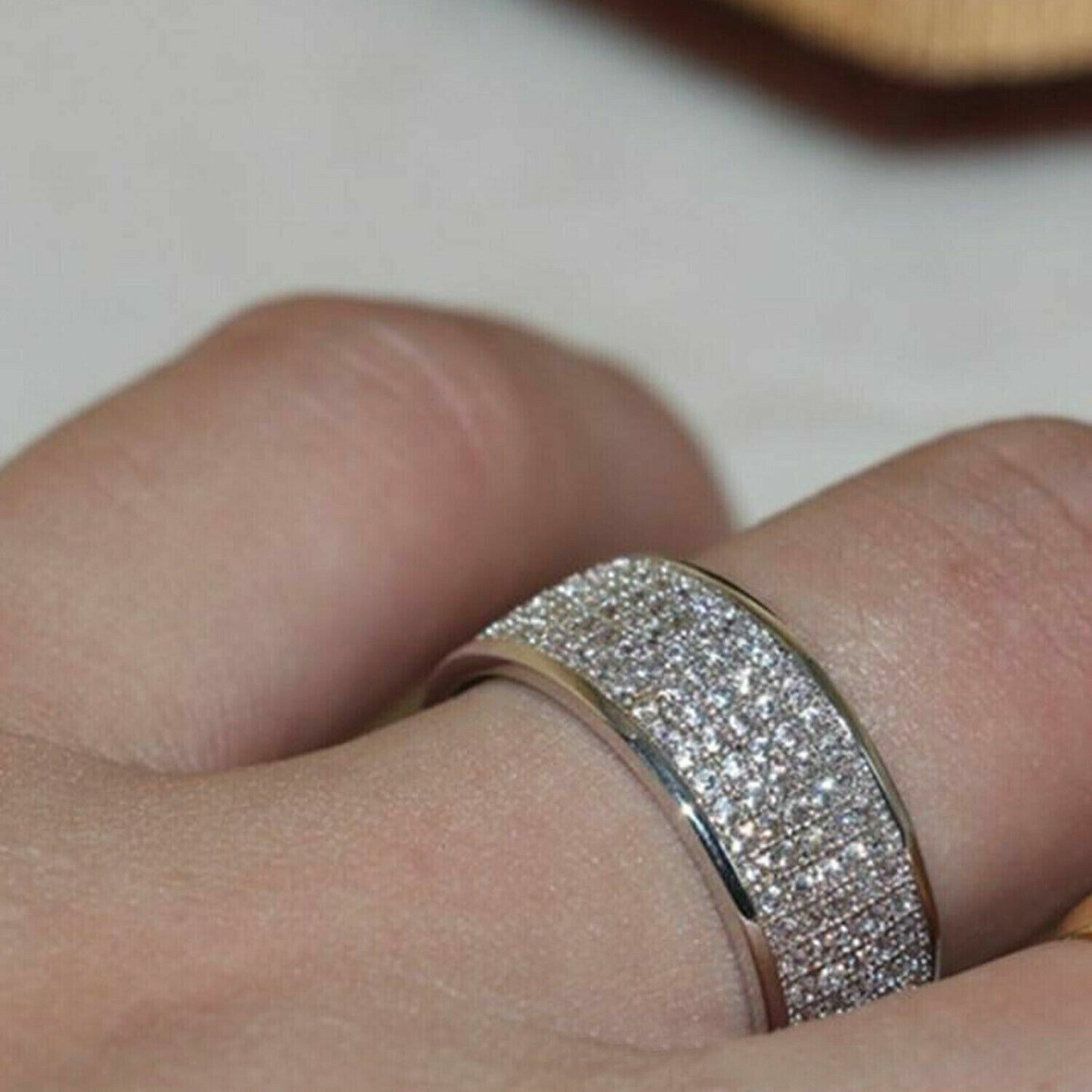 2.50 Ct Round Cut Moissanite Men's Eternity Band | Solid Gold & Sterling Silver