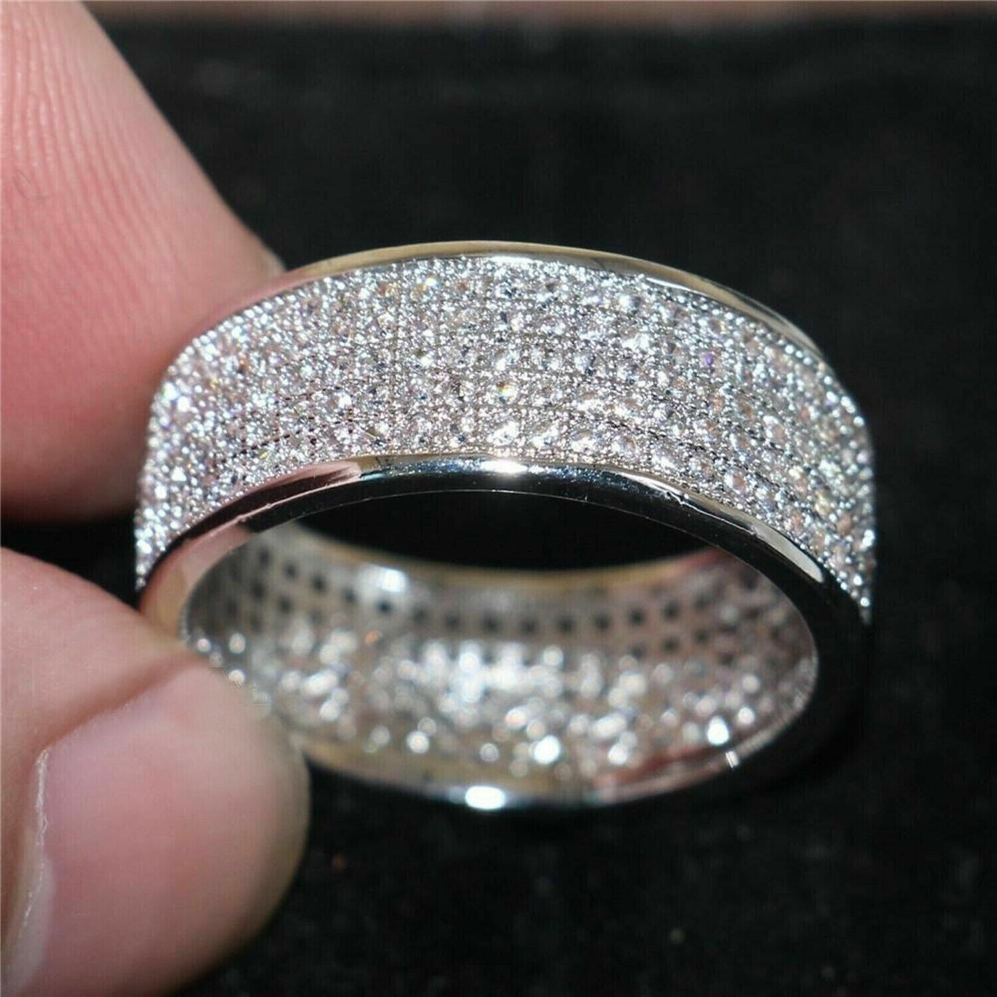 2.50 Ct Round Cut Moissanite Men's Eternity Band | Solid Gold & Sterling Silver