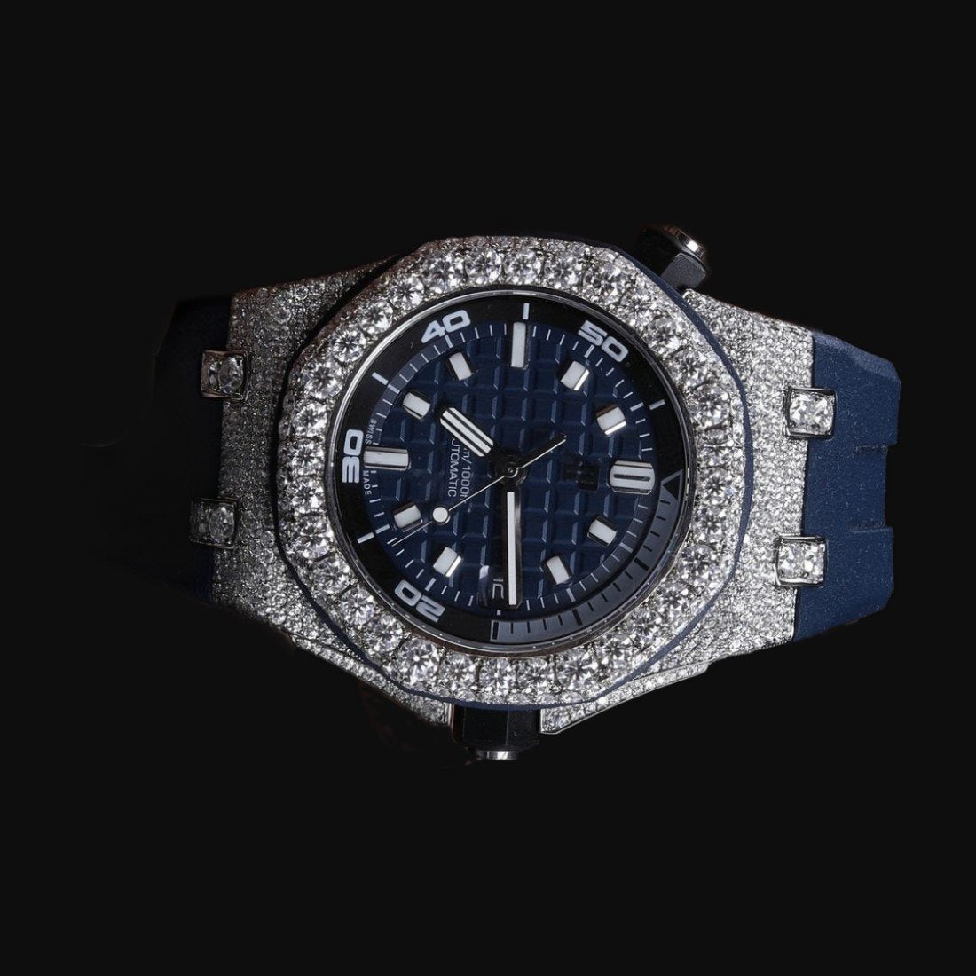 Premium Quality Watches, Diamond Studded Watch, Luxury Moissanite Diamond, Rubber Belt Watch