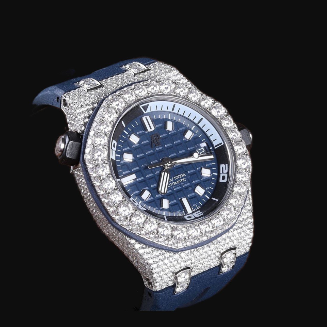 Premium Quality Watches, Diamond Studded Watch, Luxury Moissanite Diamond, Rubber Belt Watch