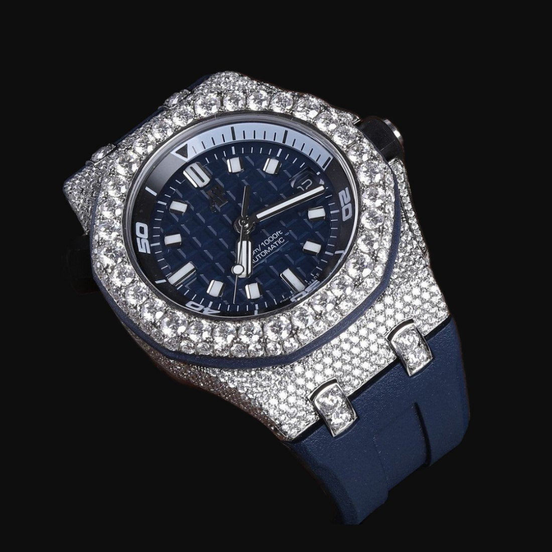 Premium Quality Watches, Diamond Studded Watch, Luxury Moissanite Diamond, Rubber Belt Watch