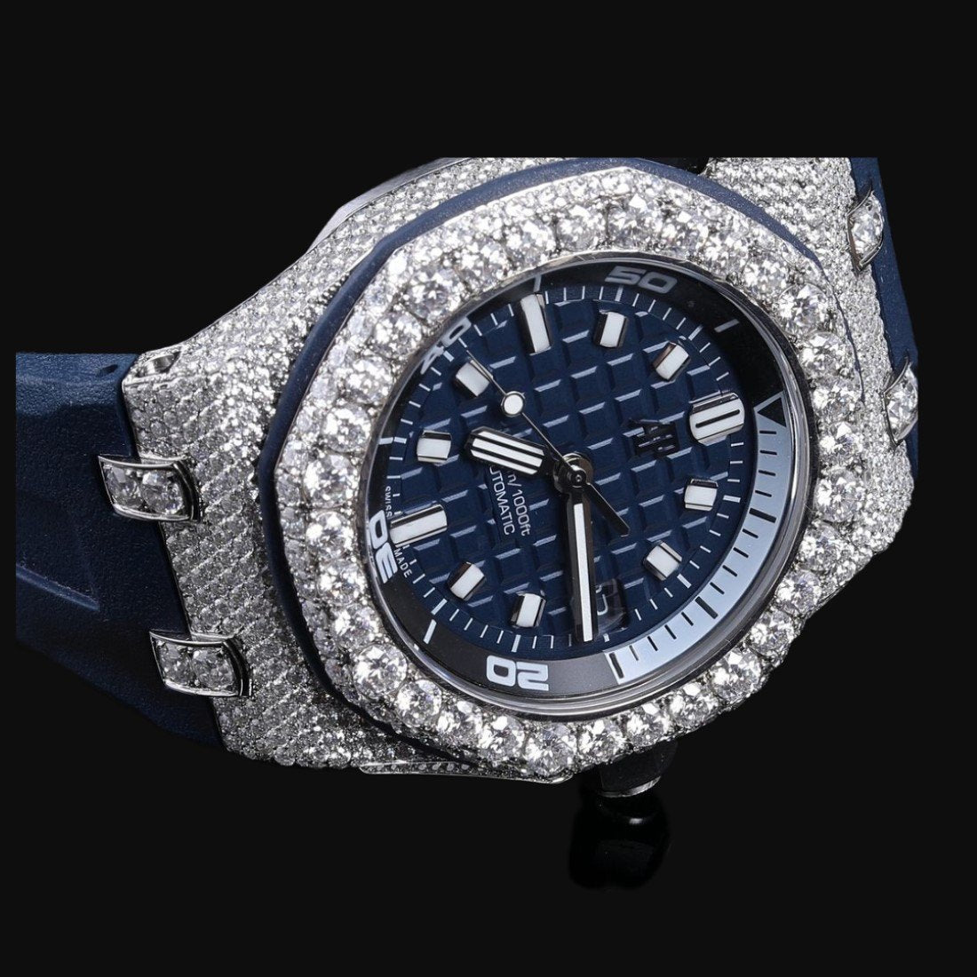 Premium Quality Watches, Diamond Studded Watch, Luxury Moissanite Diamond, Rubber Belt Watch