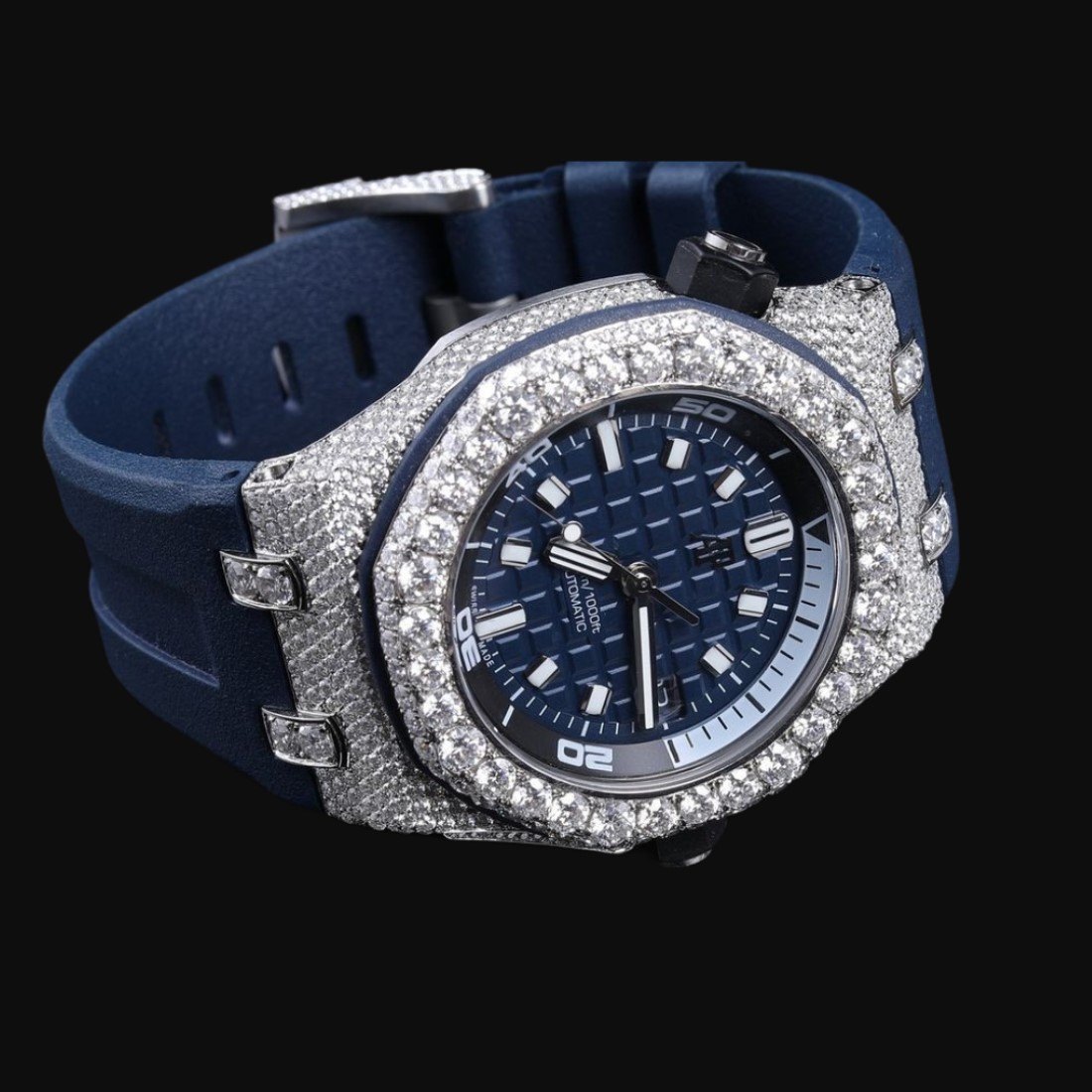 Premium Quality Watches, Diamond Studded Watch, Luxury Moissanite Diamond, Rubber Belt Watch