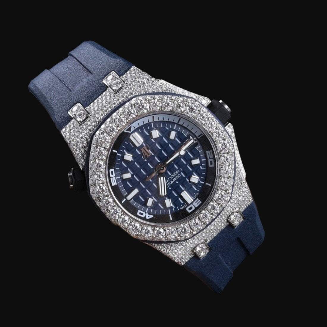 Premium Quality Watches, Diamond Studded Watch, Luxury Moissanite Diamond, Rubber Belt Watch